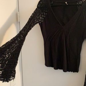 Black lace sleeve free people top size small